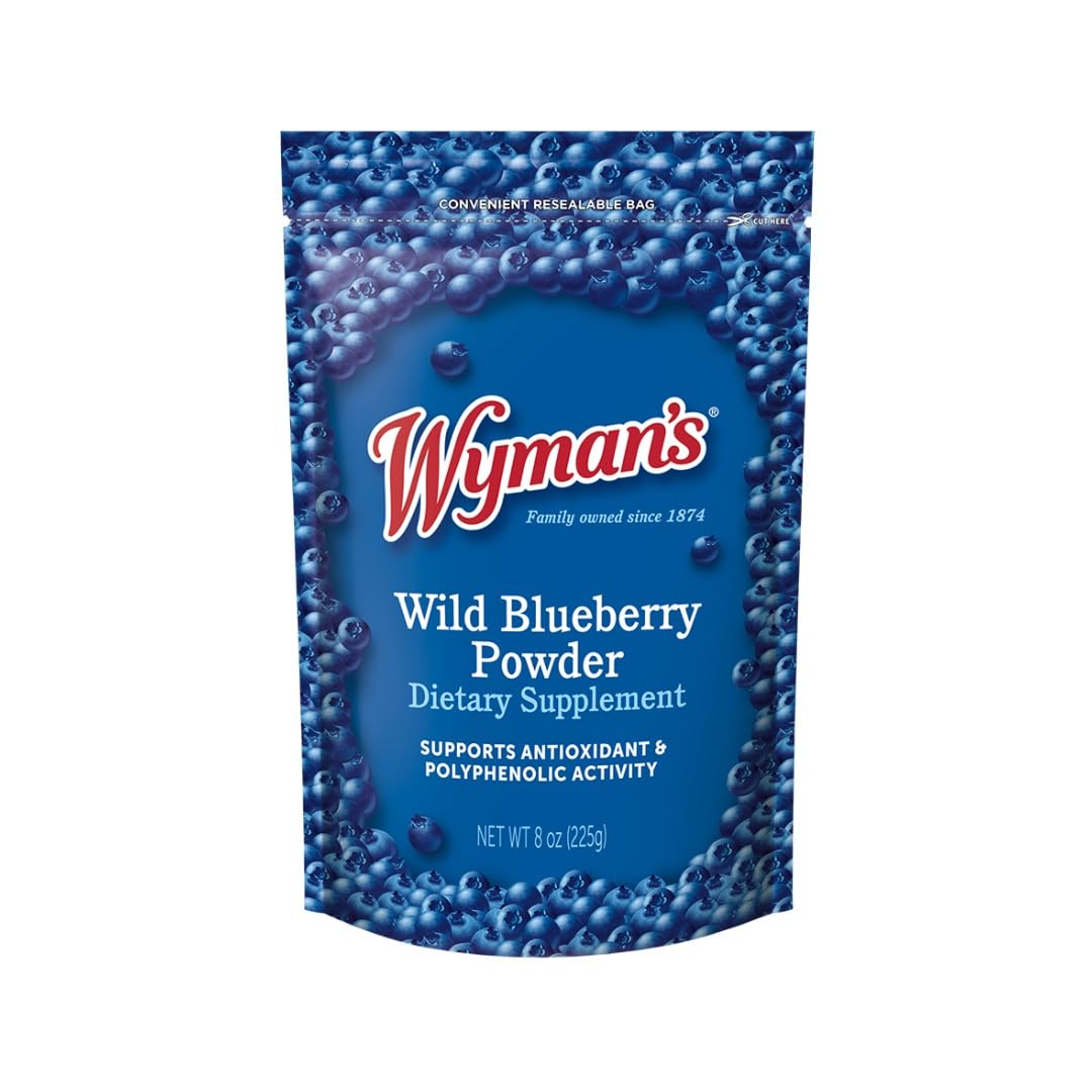 Wyman’s Wild Blueberry Powder resealable pouch for freshness and flavor.
