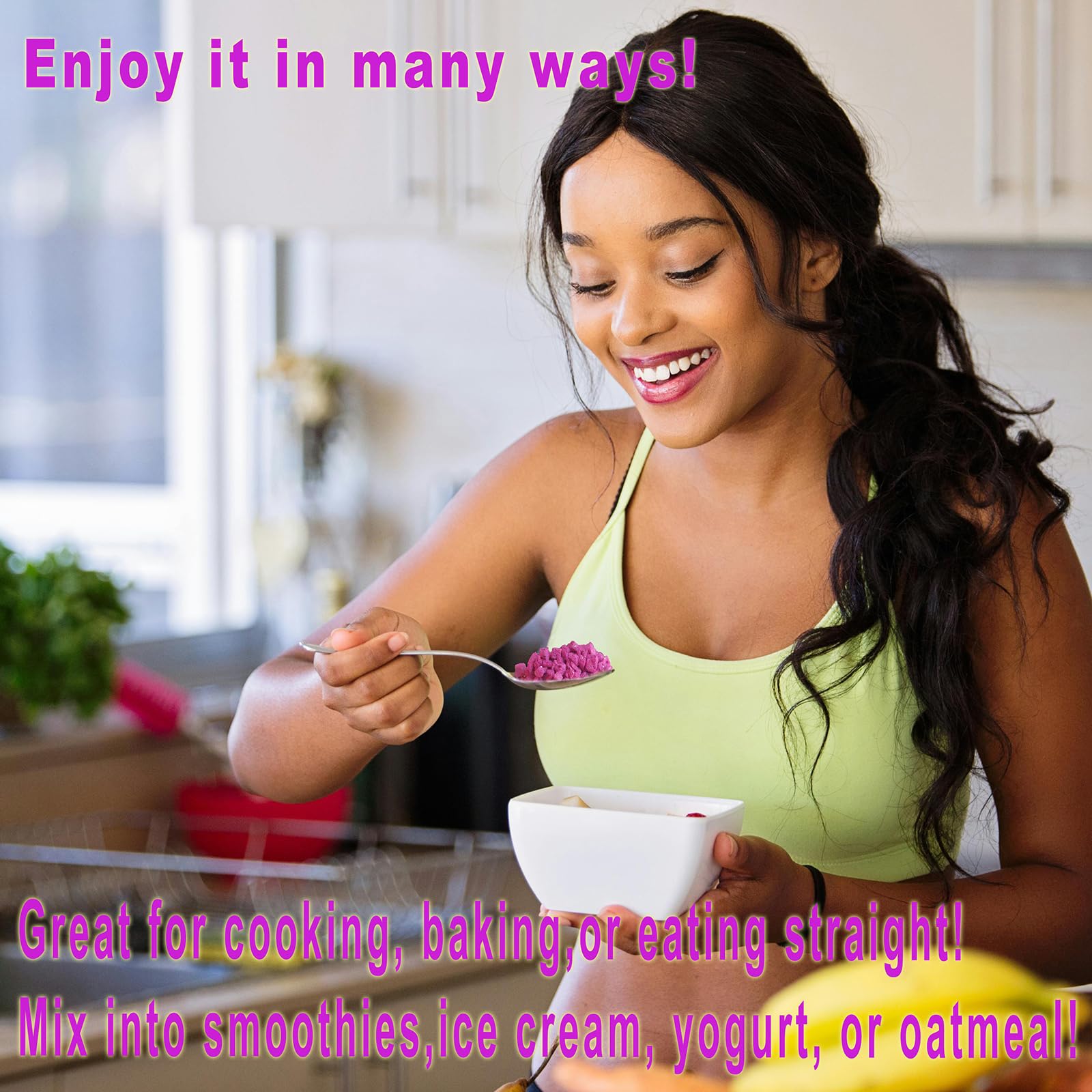 WZQLAOYS dragon fruit cubes layered with yogurt offer a bright, nutrient-rich topping.