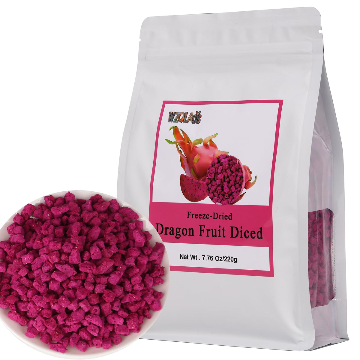 WZQLAOYS Freeze-Dried Dragon Fruit bag for convenient tropical snacking on the go.