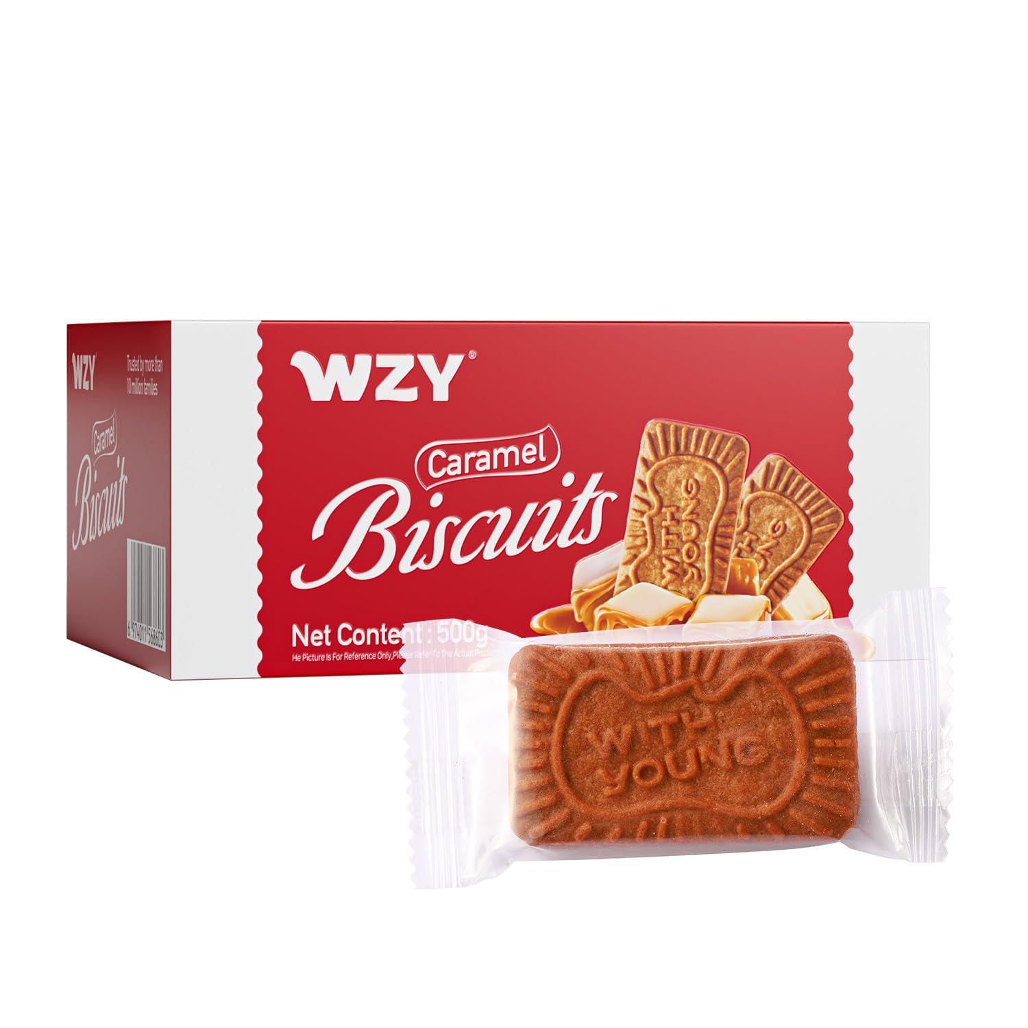 WZY caramelized biscotti cookies packaging highlighting premium, portable snacking