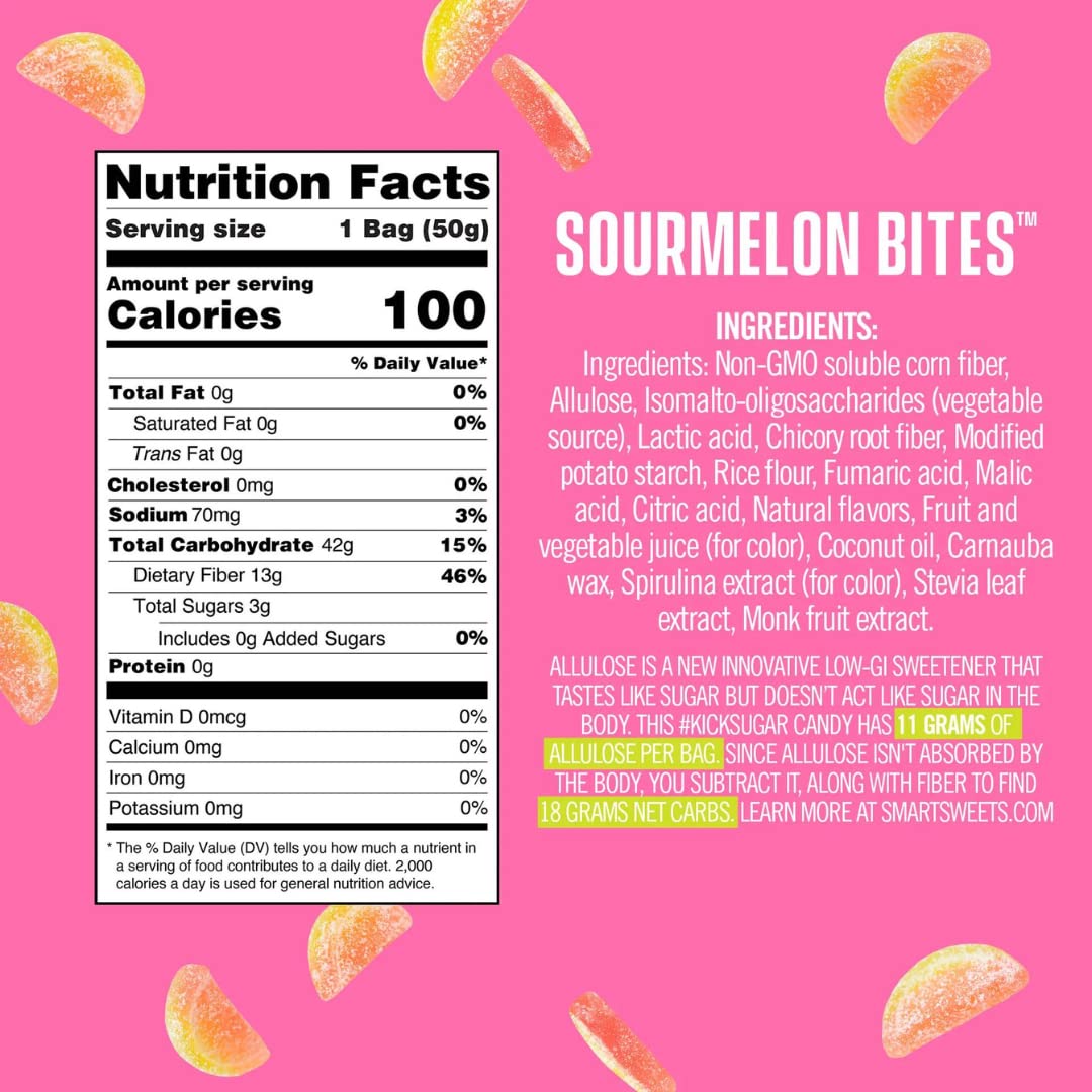 Vegan SmartSweetts gummies made with plant-based ingredients and prebiotic fiber.