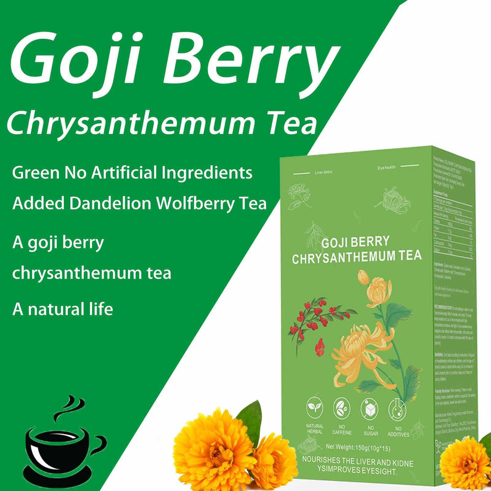 XICOFISS Goji Berry Chrysanthemum Tea steeped cup shows rich amber color.