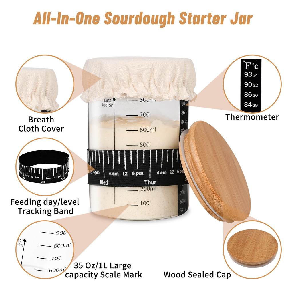 Xileanalee Pro glass jar highlights transparent visibility to monitor starter activity.