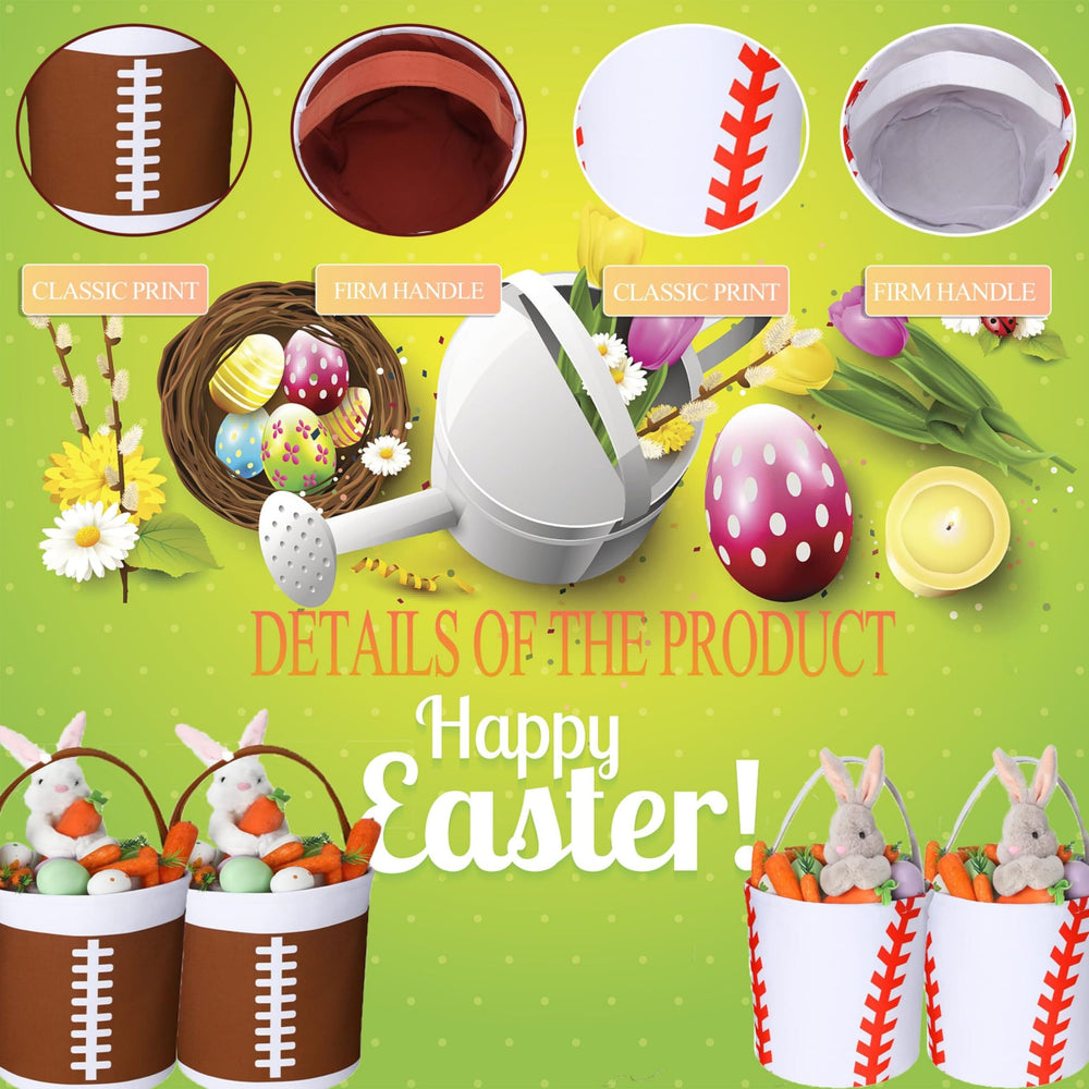 XinblueCo Easter basket with durable knotted handles for easy carrying.