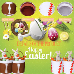 XinblueCo Easter basket with durable knotted handles for easy carrying.
