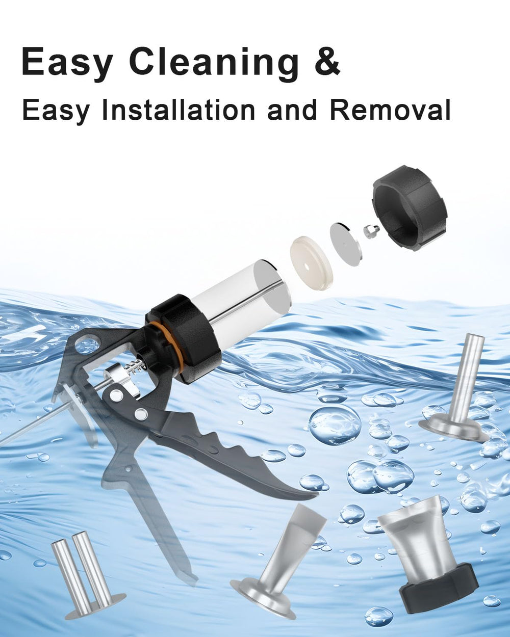 XINQIAO Beef Jerky Gun assembly with included brushes for easy cleanup.