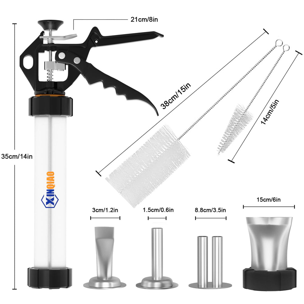 XINQIAO Jerky gun flat nozzle in action for flat jerky strips.