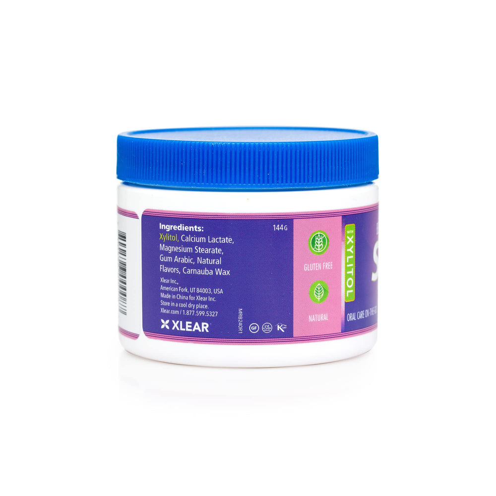 Xlear Spry Berry Blast mints close-up texture with natural berry flavor