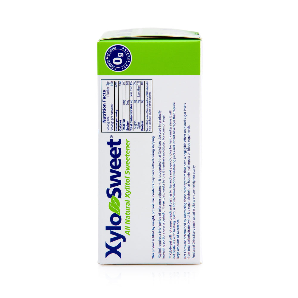 Xlear XyloSweet granules close-up; ideal for sugar substitution in recipes.