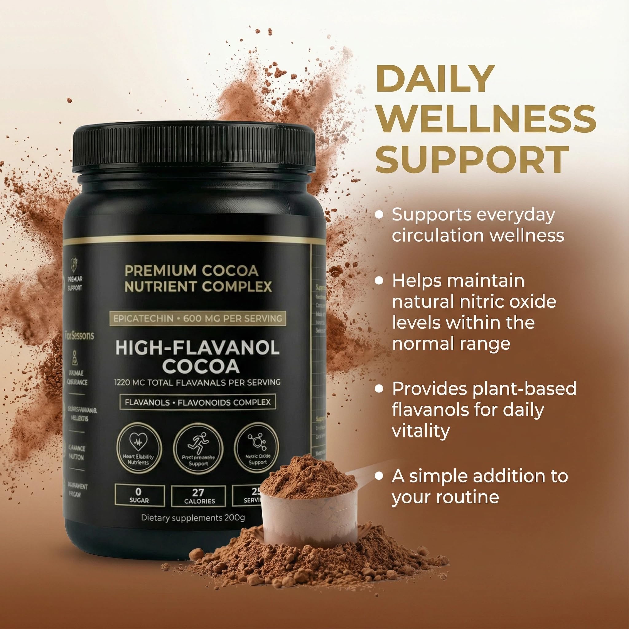 XPDGVS epicatechin-rich cocoa powder scoop for precise measuring