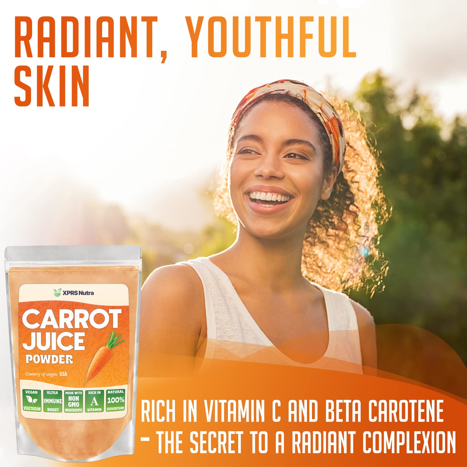 XPRS Nutra carrot powder USA origin emphasizes local sourcing