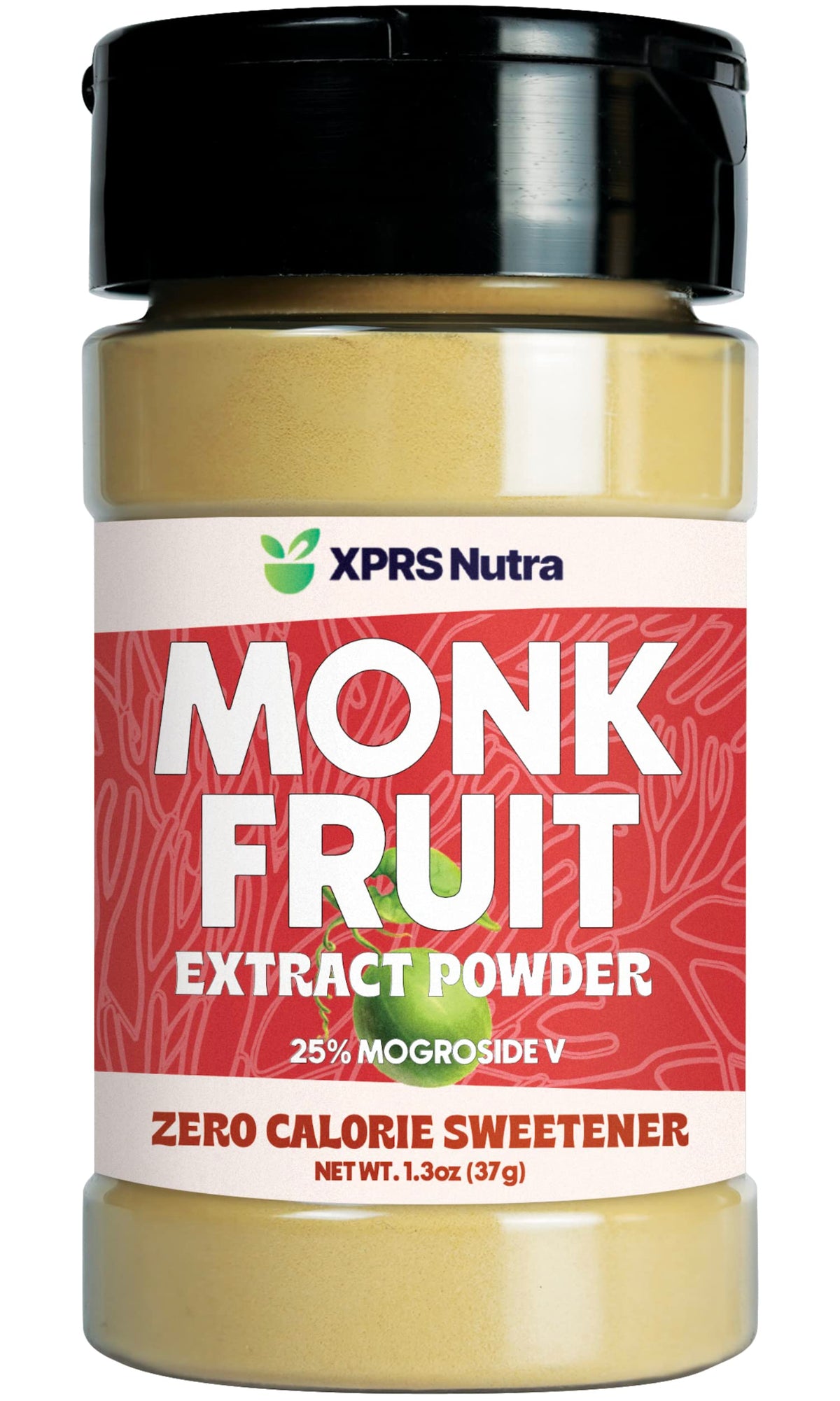 XPRS Nutra Monk Fruit Extract Powder jar for baking and coffee sweetness.