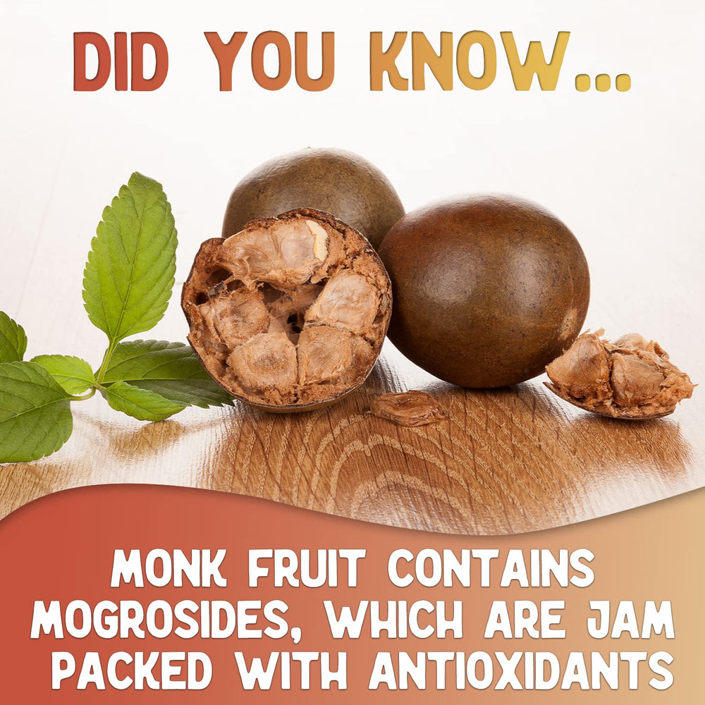 Measuring spoon with XPRS Nutra Monk Fruit Extract Powder for precise sweetness.
