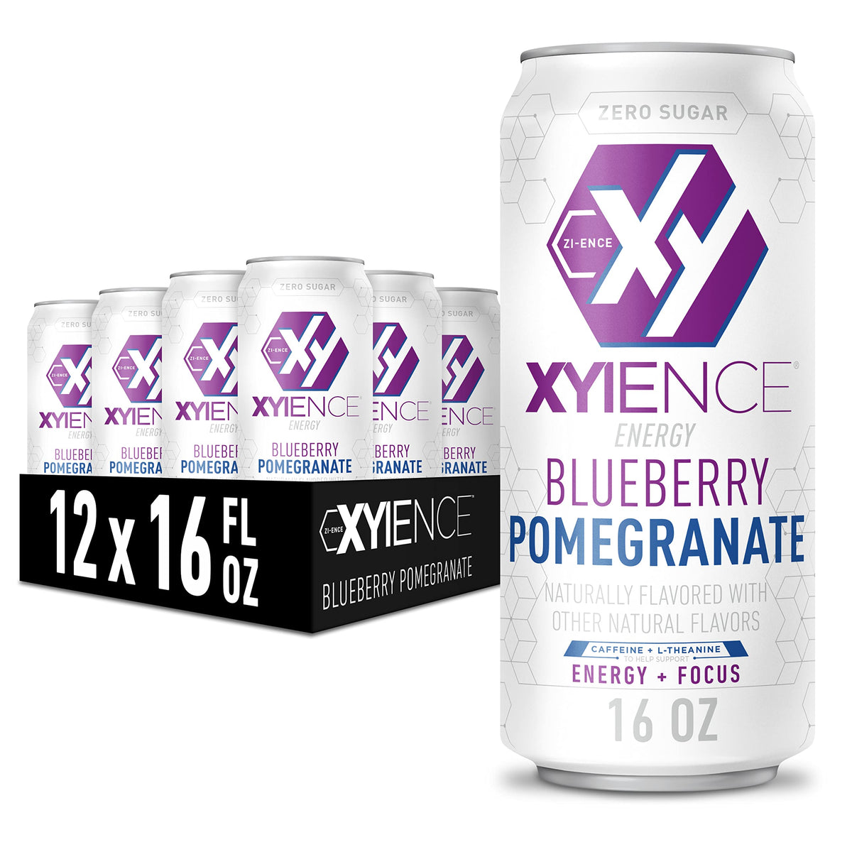 XYIENCE Blueberry Pomegranate can 16 oz with crisp flavor for quick energy