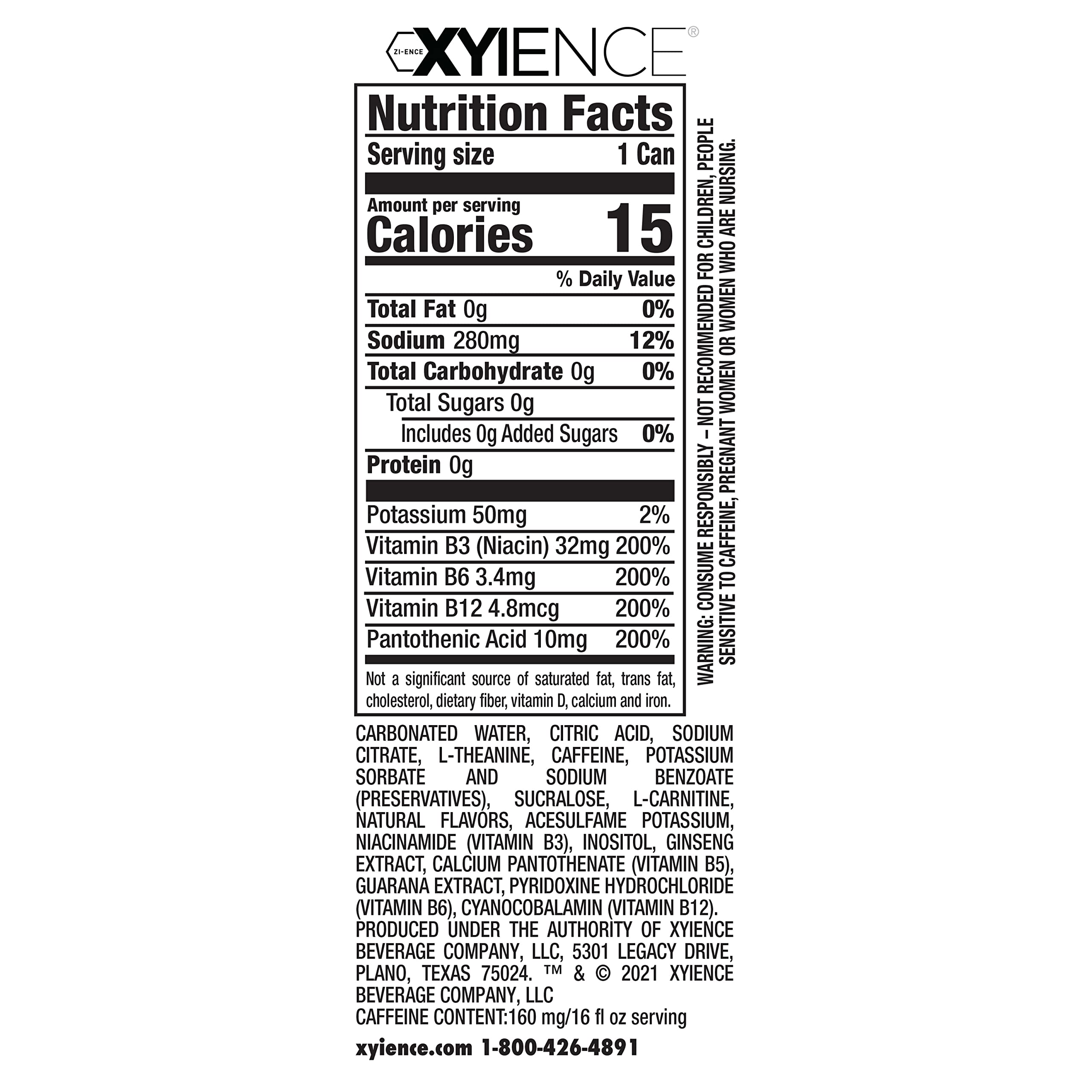 XYIENCE Blueberry Pomegranate label close-up highlighting natural flavors