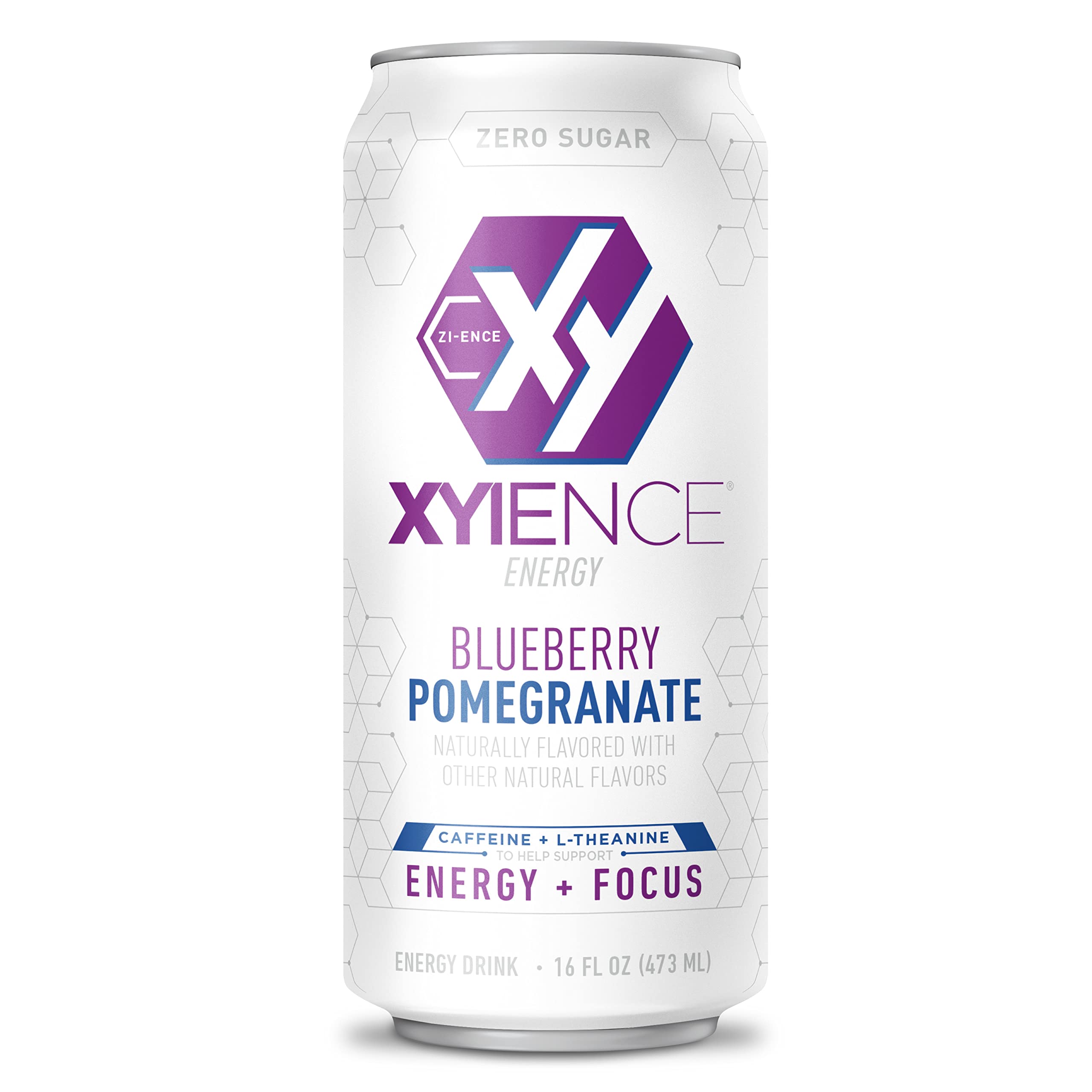 XYIENCE nutrition panel showing zero sugar and low calories