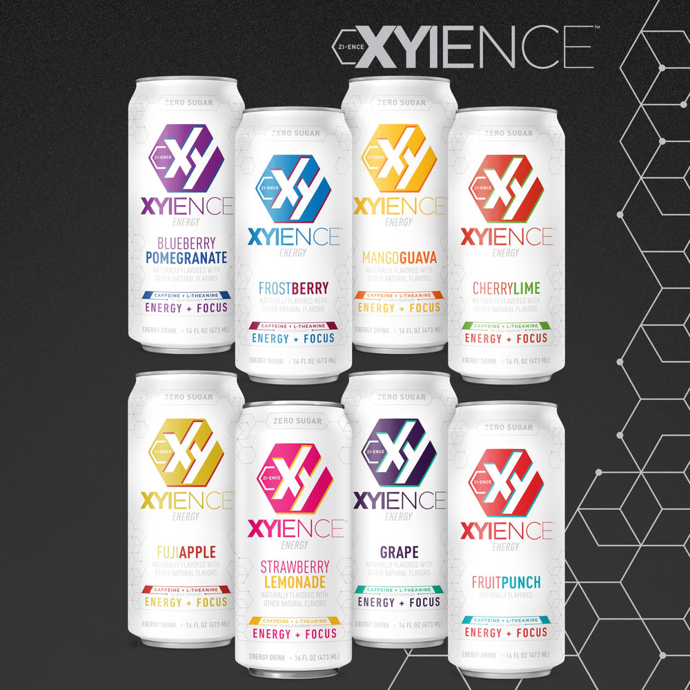 XYIENCE vitamin fortified energy drink for daily vitality in a 16 oz can