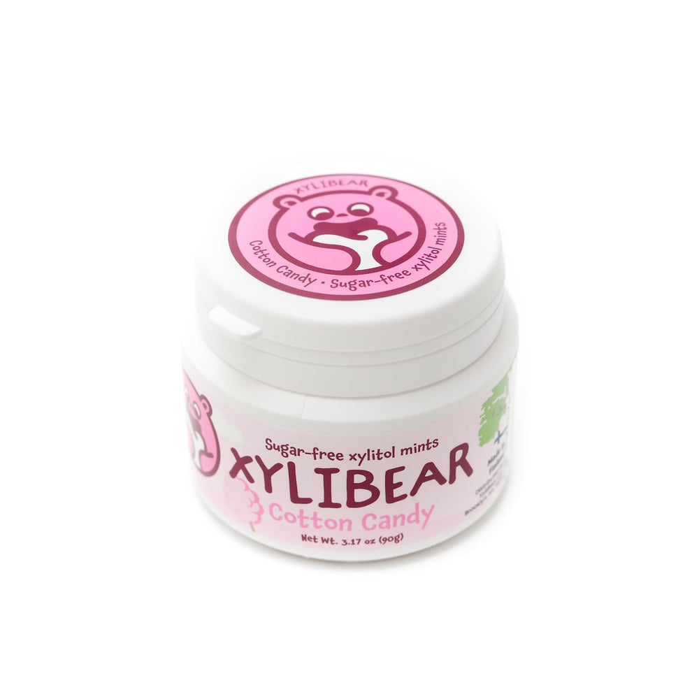 XyliBear sugar-free mints packaging front with kid-friendly design for healthy smiles.
