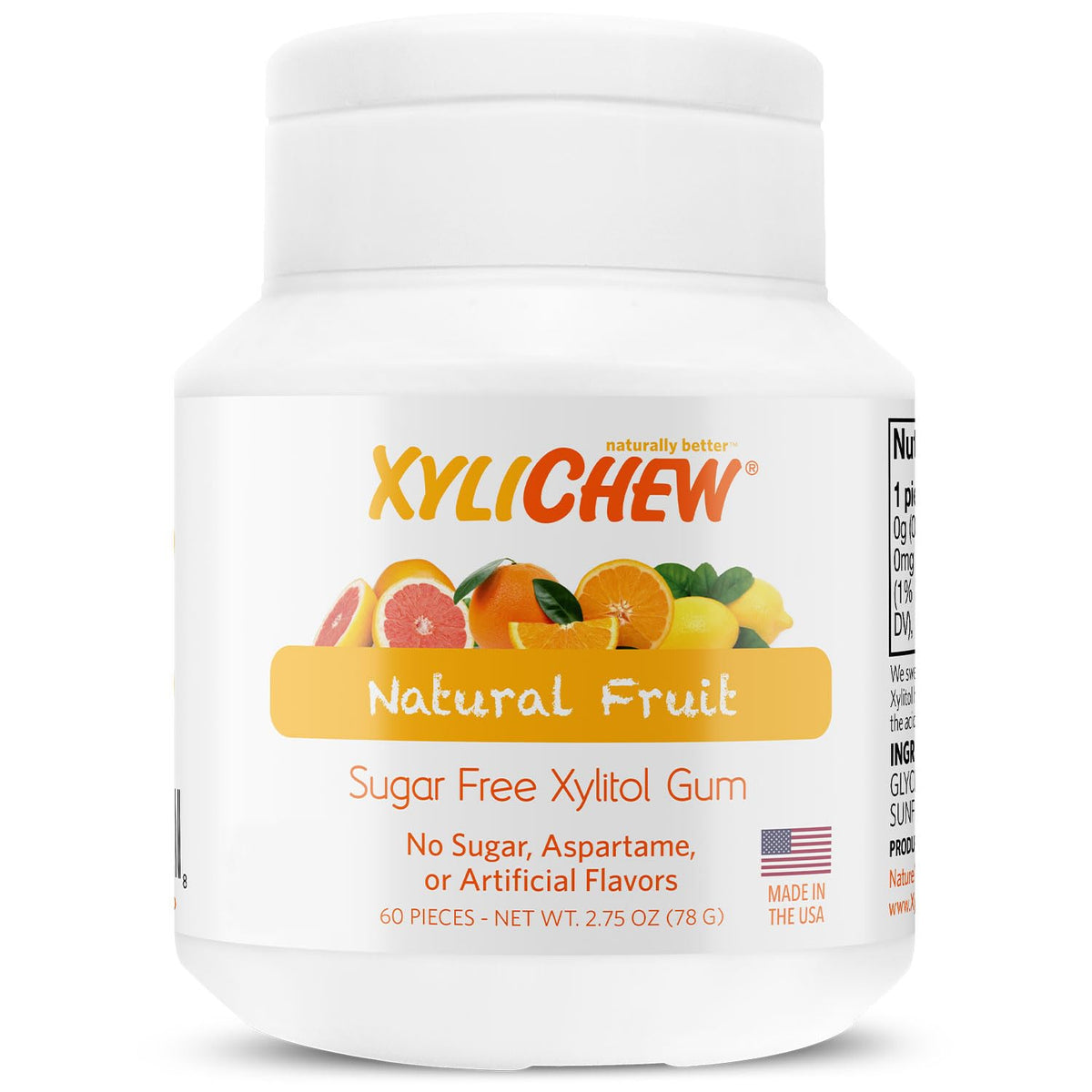 Xylichew Xylitol Gum fruit flavor pack showing sugar-free snack option