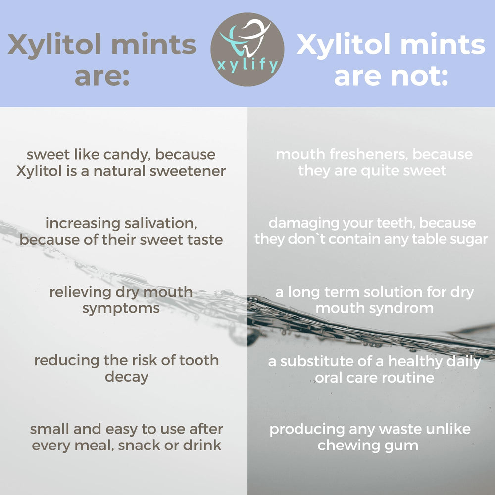 Family-friendly Xylify Happy Teeth mints in a 245-count tin
