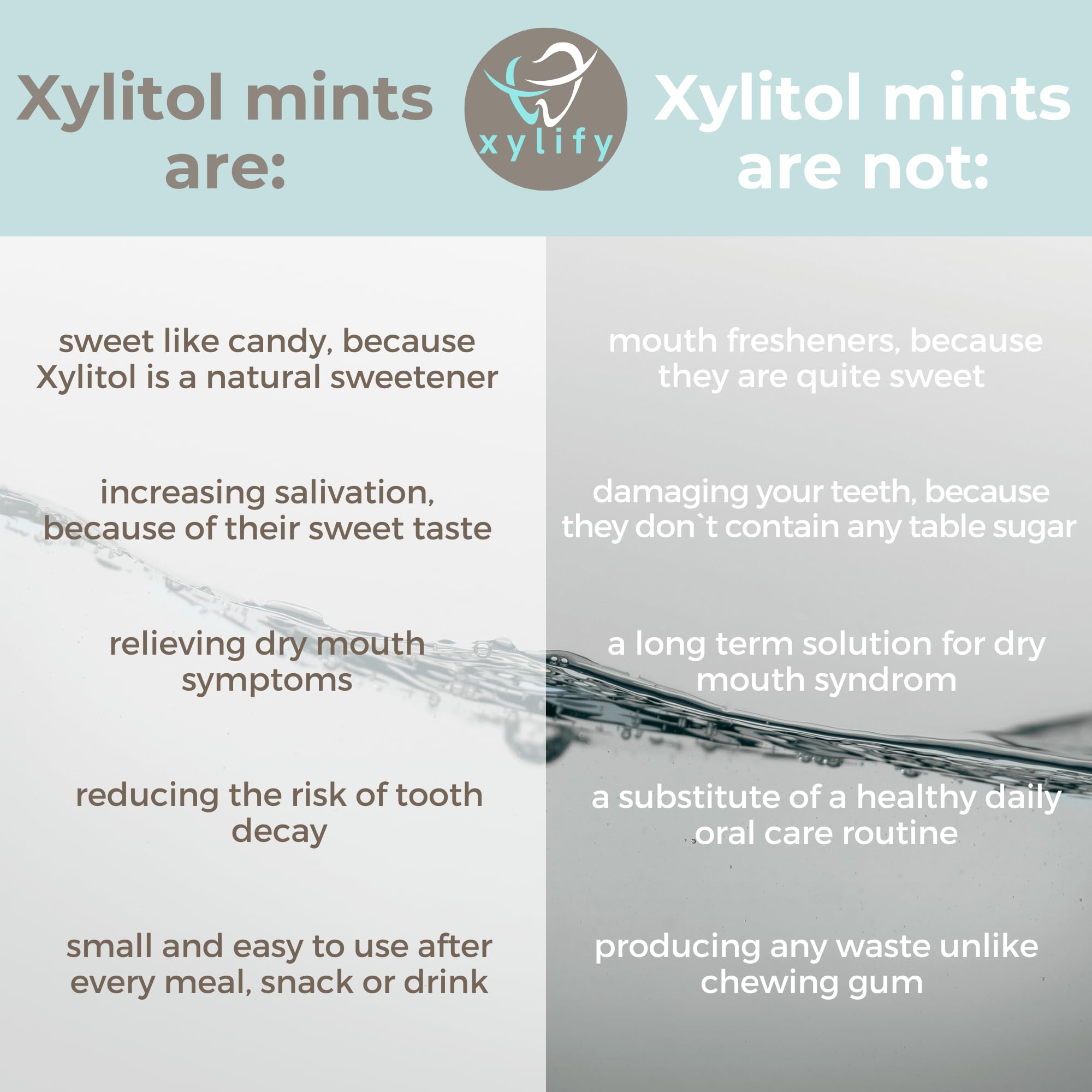Xylify Happy Teeth mints from Finland highlighting Nordic origin and quality