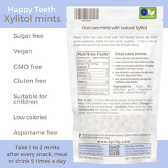 Close-up of Xylify Happy Teeth Wild Berries mints showing flavor
