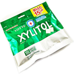 Close-up of Xylitol Flavor Chewing Gum pack to emphasize 115g total
