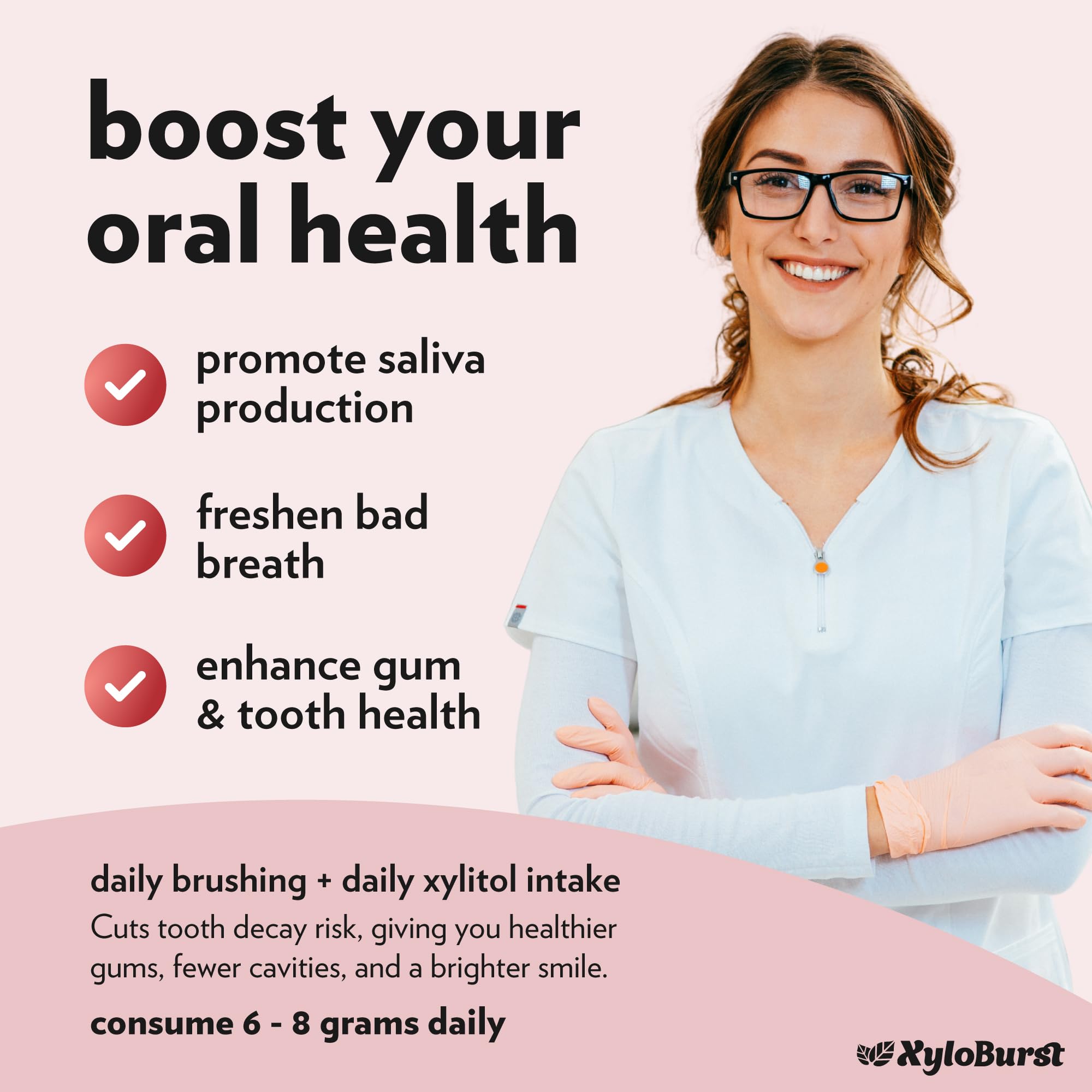 Xyloburst Berry Xylitol Mints texture closeup conveys smooth melt and refreshing aftertaste.