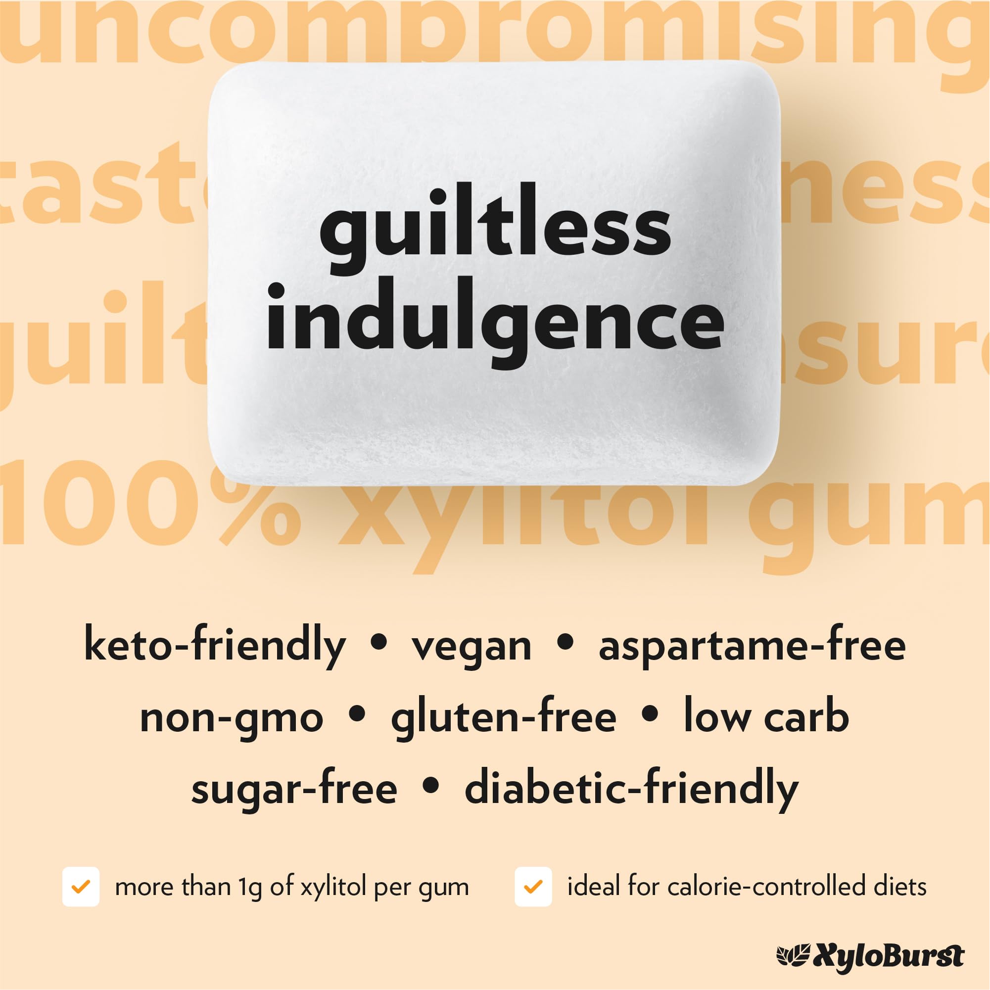 Xyloburst Gum Fresh Fruit flavor jar with xylitol benefits
