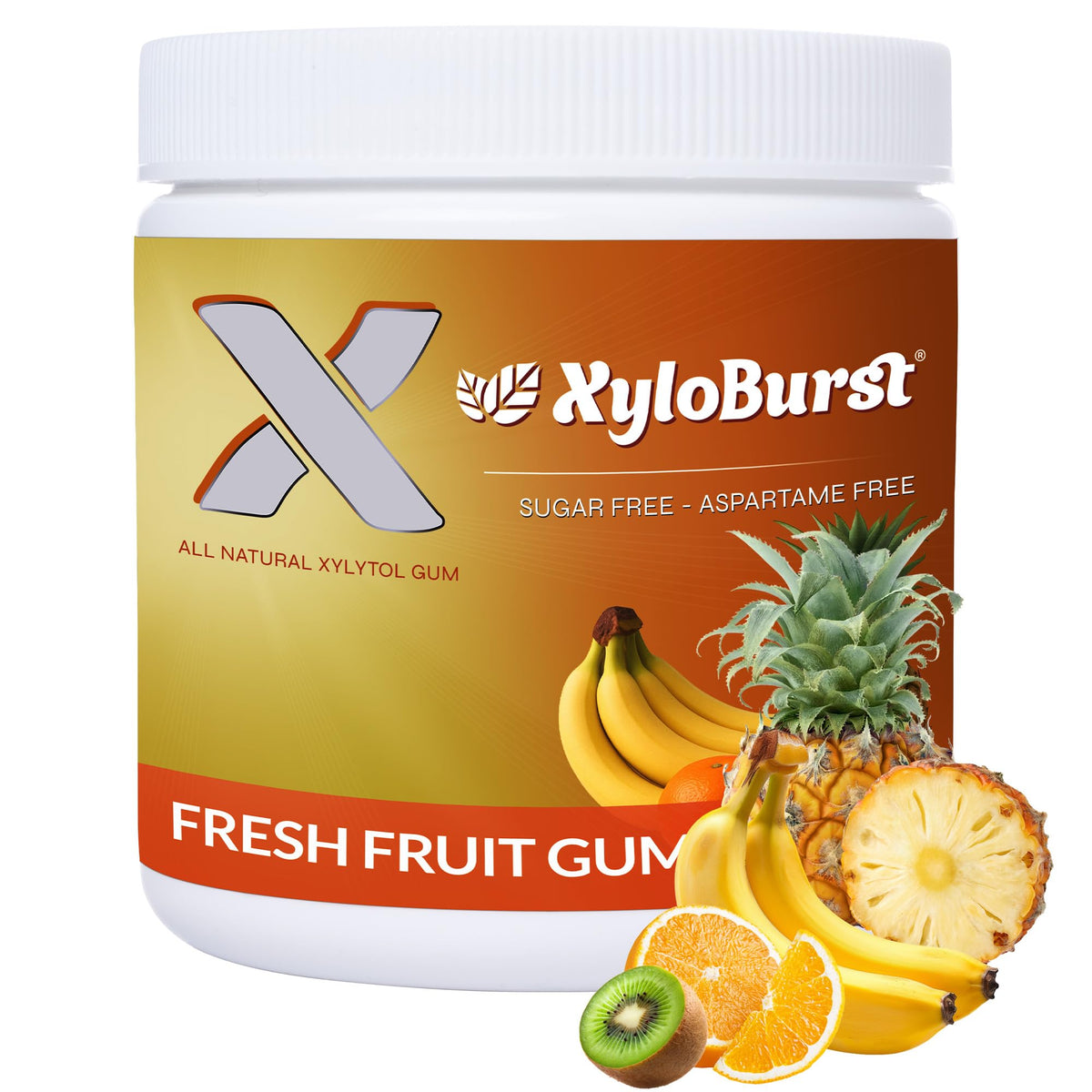 Xyloburst Gum Peppermint flavor jar for fresh breath on the go