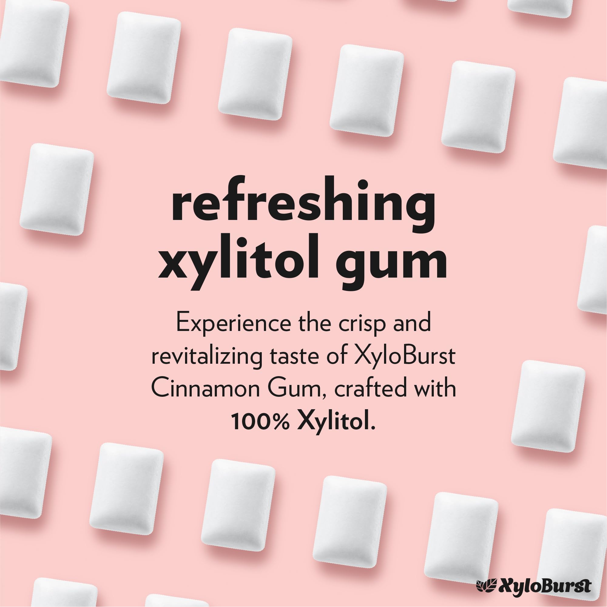 Xyloburst gum piece closeup reveals crisp texture and minty vibe.