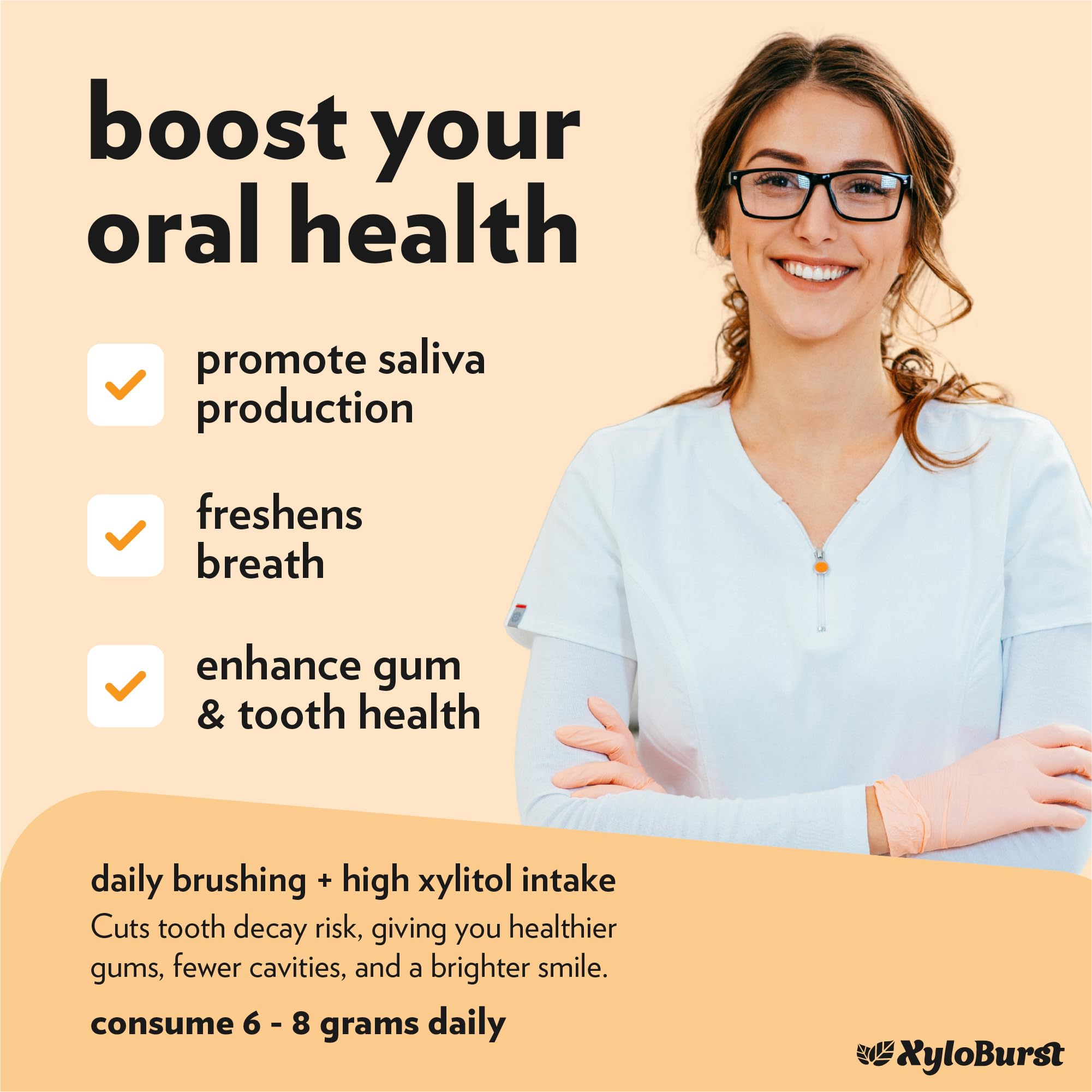 Xyloburst Gum Spearmint flavor jar supports sugar-free enjoyment