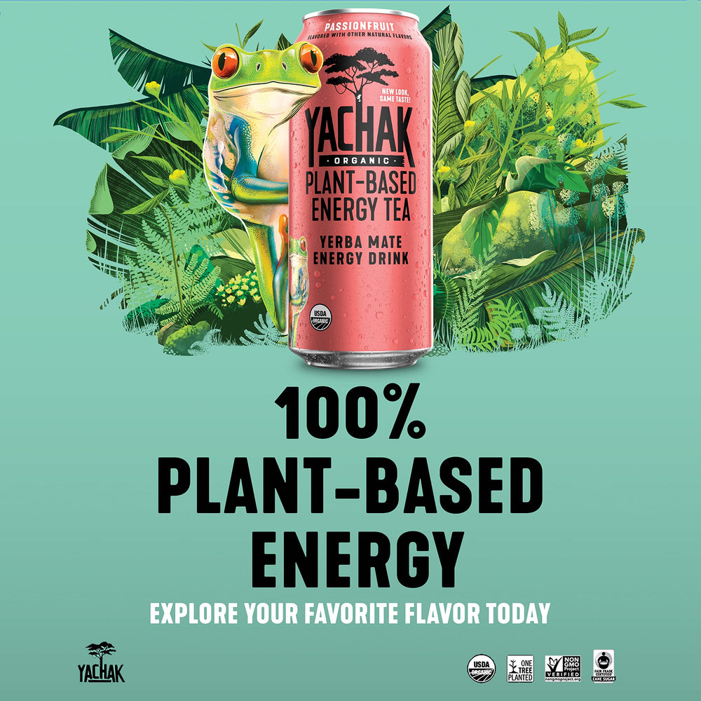 Yachak Passionfruit Yerba Mate glass pour ready to enjoy refreshing flavor