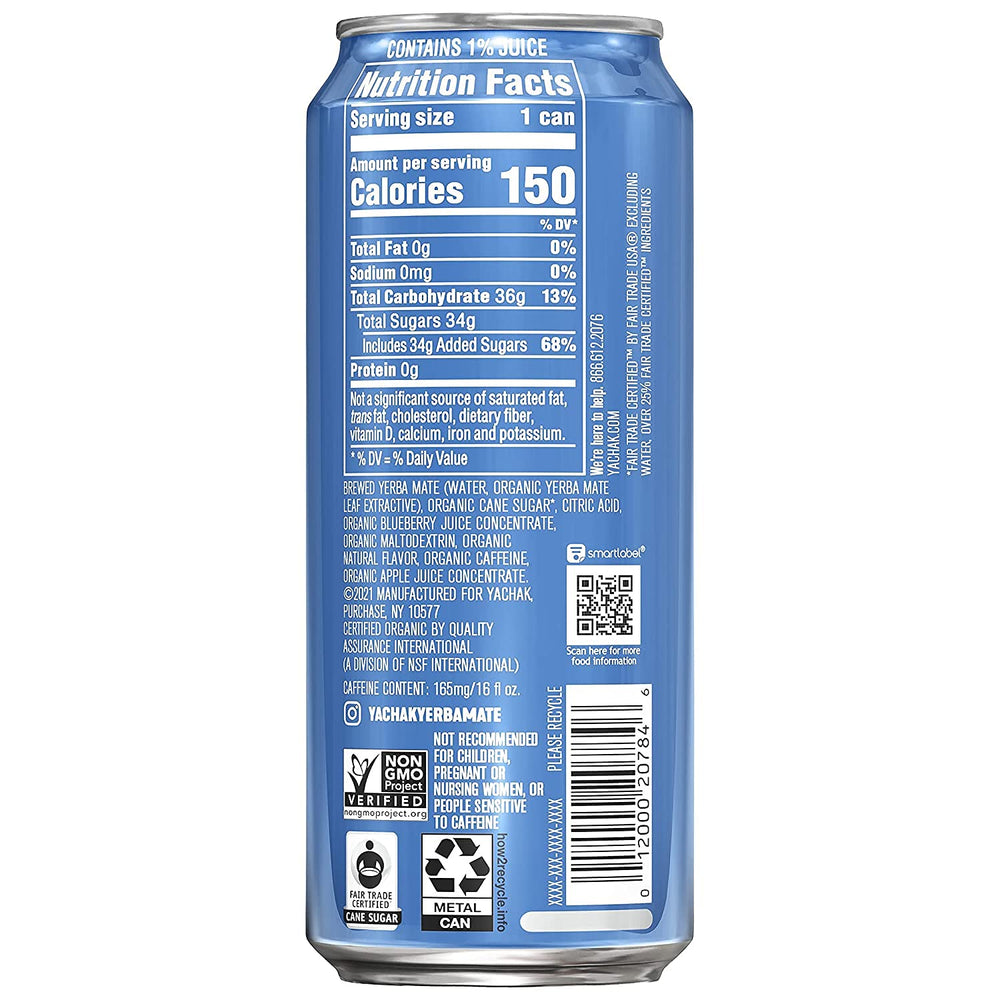 Yachak Berry Blue 16oz can side view showing convenient packaging
