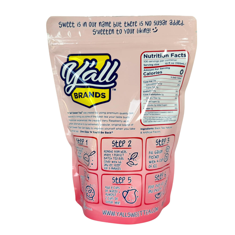 Y’all Sweet Tea Raspberry gallon-brew in progress shows easy family-friendly preparation.