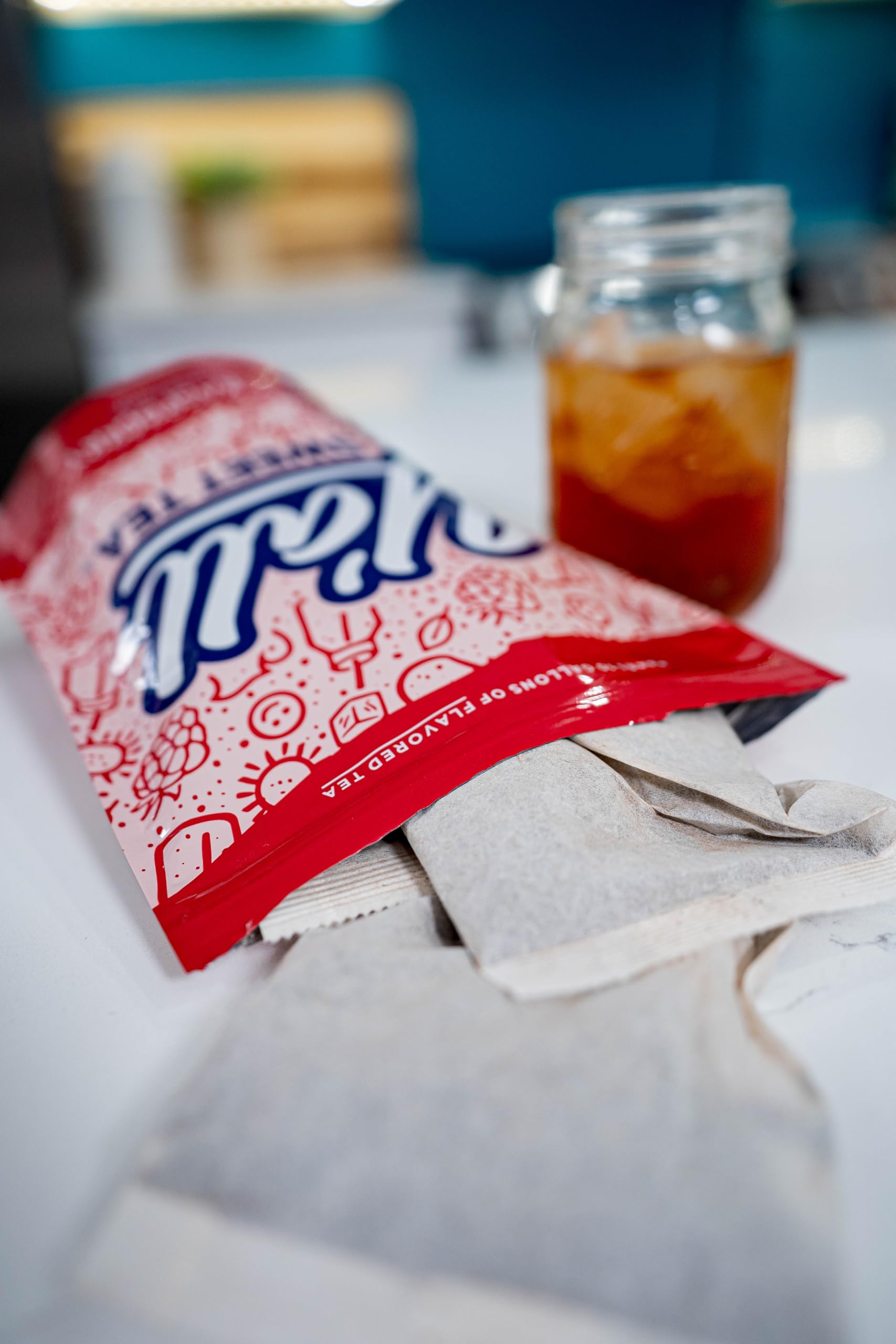 Y’all Sweet Tea Raspberry tea bags pack ready to brew a full gallon.