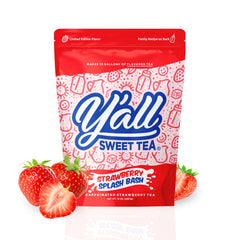Y’all Sweet Tea Strawberry Splash Bash tea bags ready for gallon batches