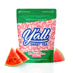 Y'all Sweet Tea Watermelon bags in packaging for quick gallon batches