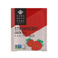 Yamamotoyama Strawberry Green Tea cup steeping with strawberries, ideal for an afternoon refreshment.