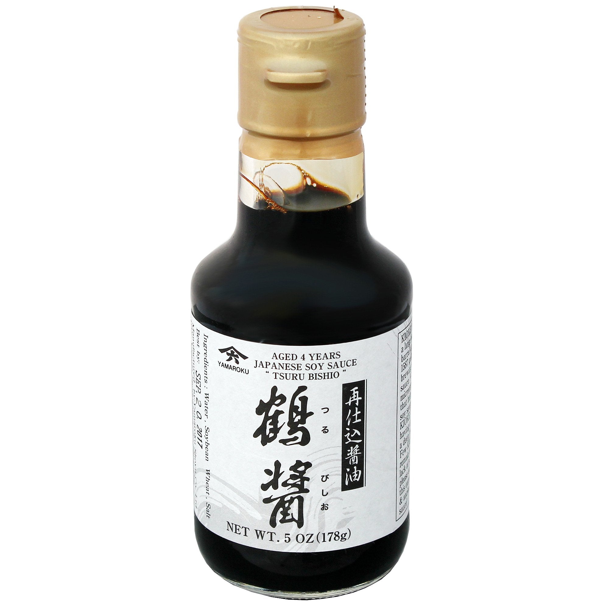 Yamaroku Tsurubishio bottle highlighting a rich umami for sushi and cooking.