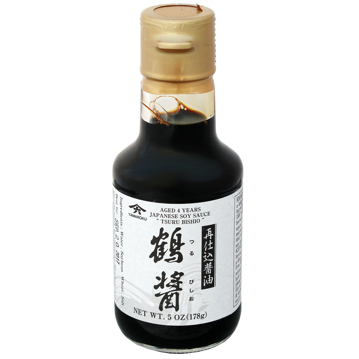 Yamaroku Tsurubishio bottle highlighting a rich umami for sushi and cooking.
