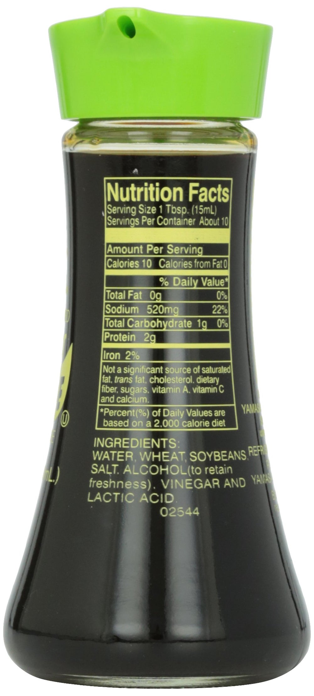 Yamasa Less Salt Soy Sauce label closeup highlights reduced sodium with preserved umami.