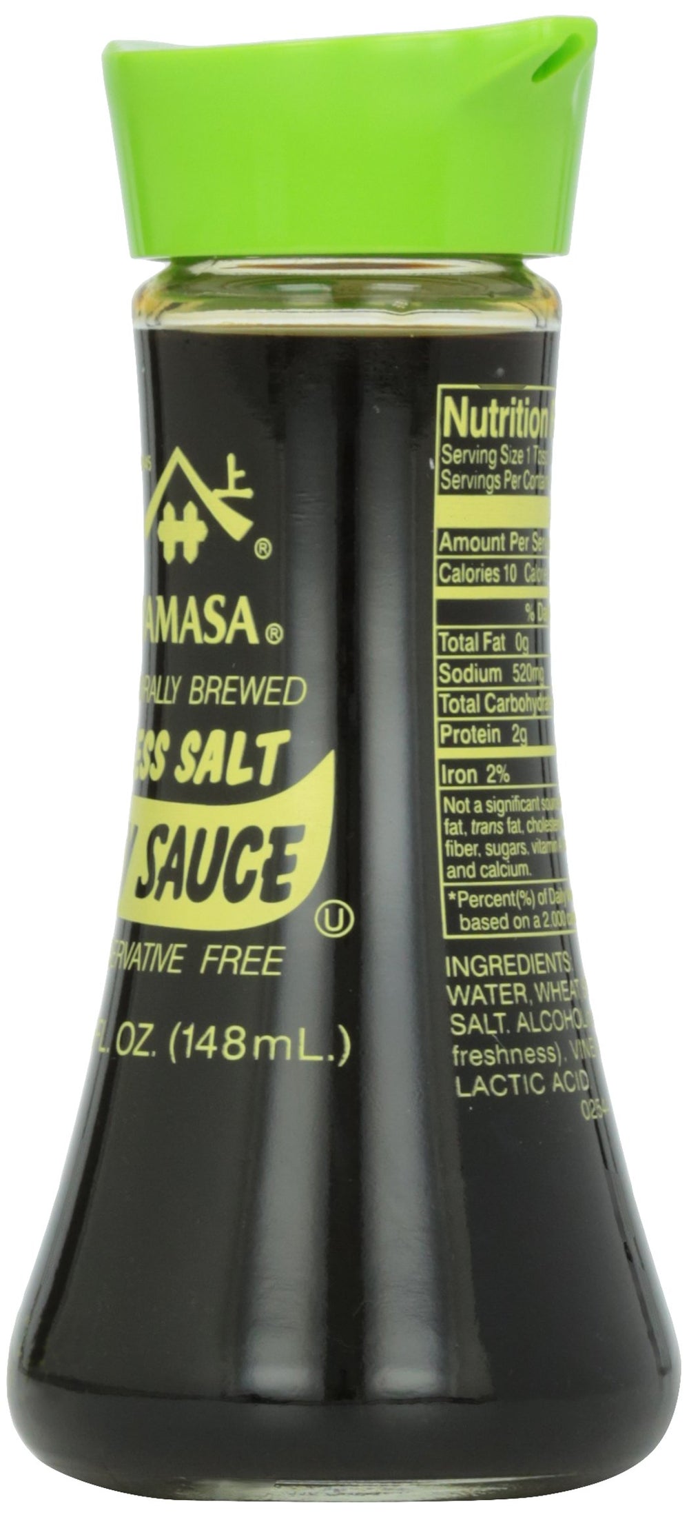 Yamasa Less Salt Soy Sauce pouring action demonstrates smooth, versatile seasoning for stir-fries.