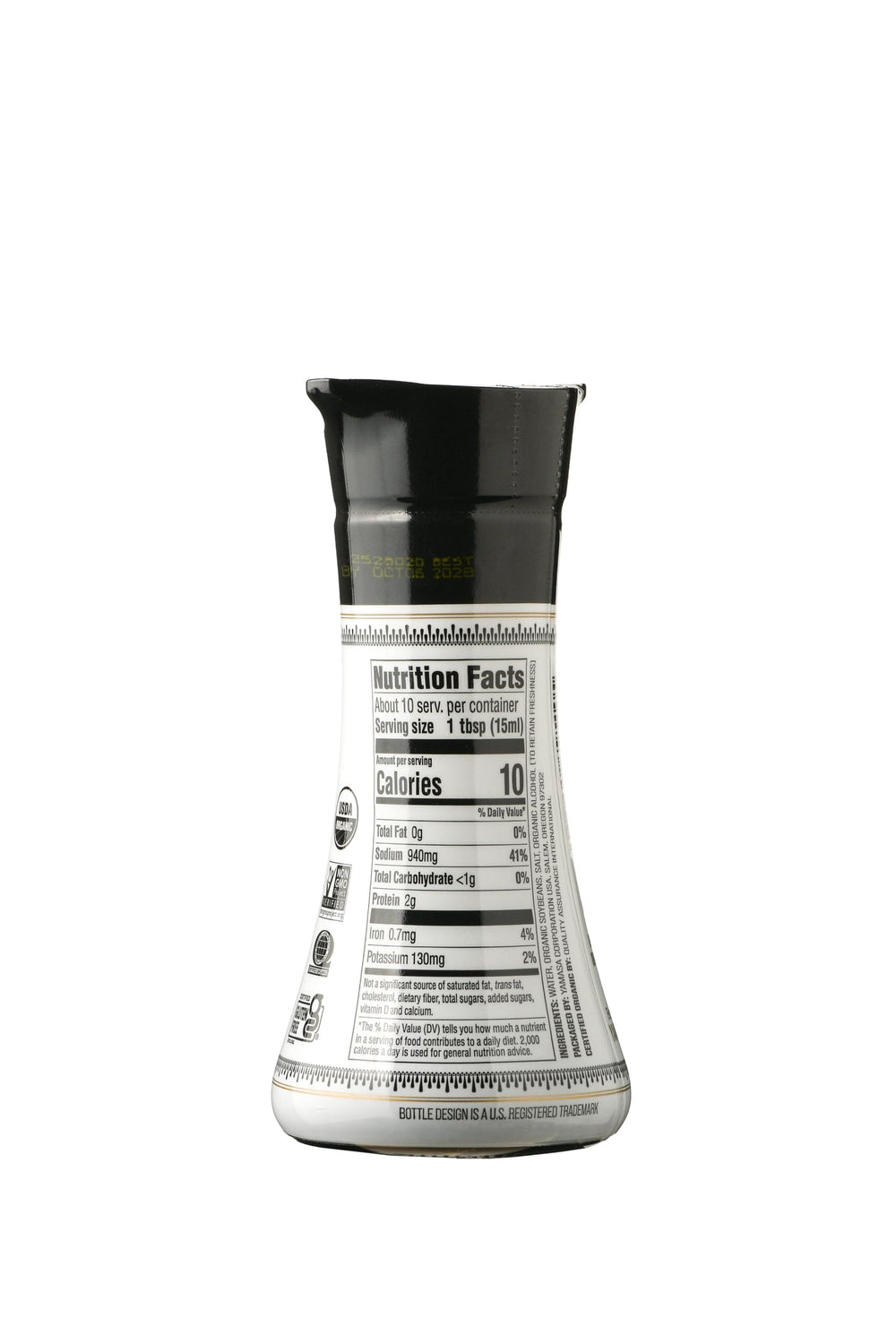 Yamasa Organic Tamari bottle pour close-up showing rich color and umami potential.