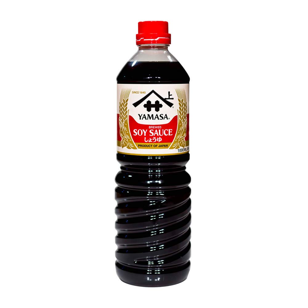 Yamasa soy sauce bottle pour highlighting rich color to boost umami in stir-fries and marinades
