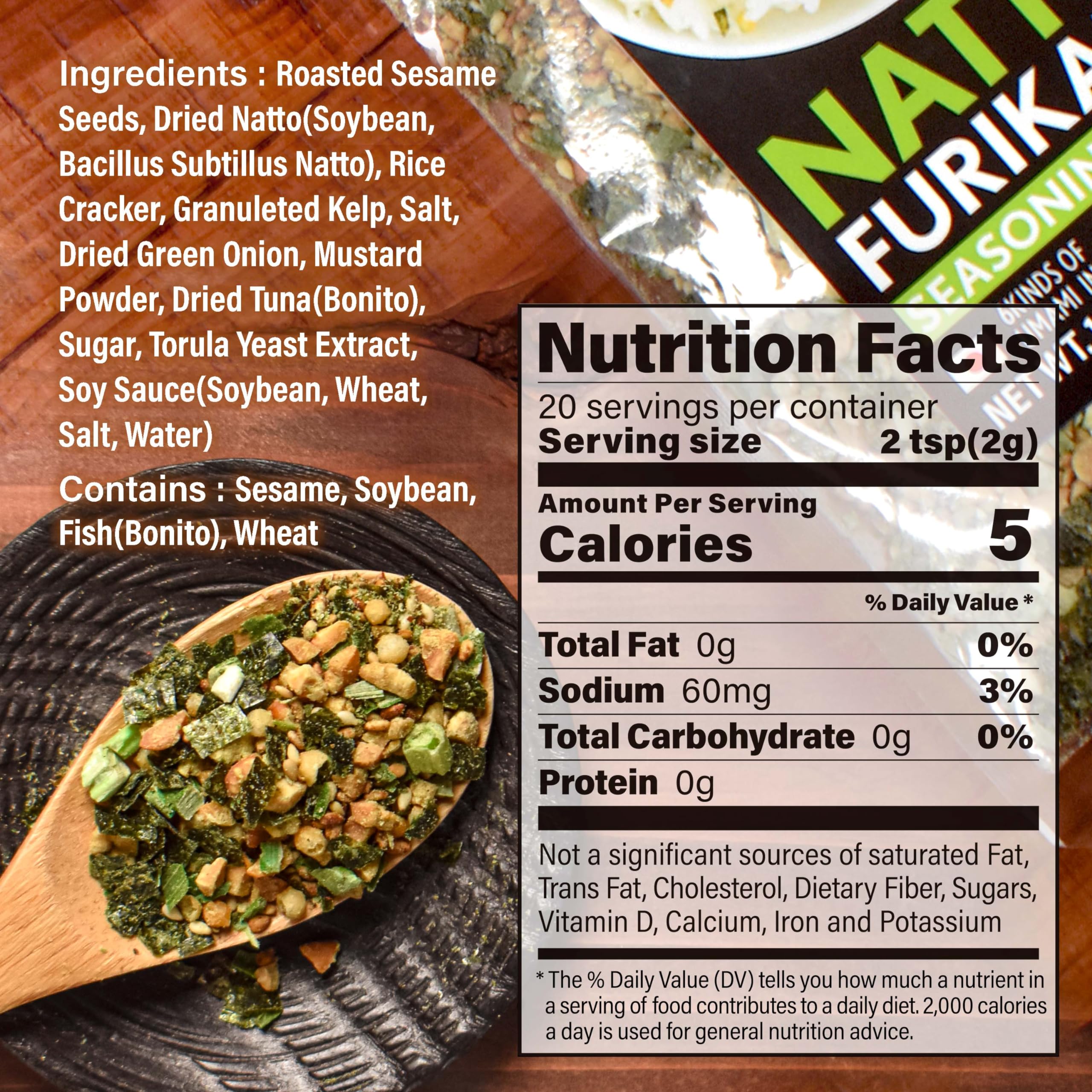 YAMASAN Kyoto UJI natto furikake with seaweed and sesame in a six-ingredient blend