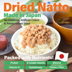 Rehydration steps show quick prep for authentic natto texture