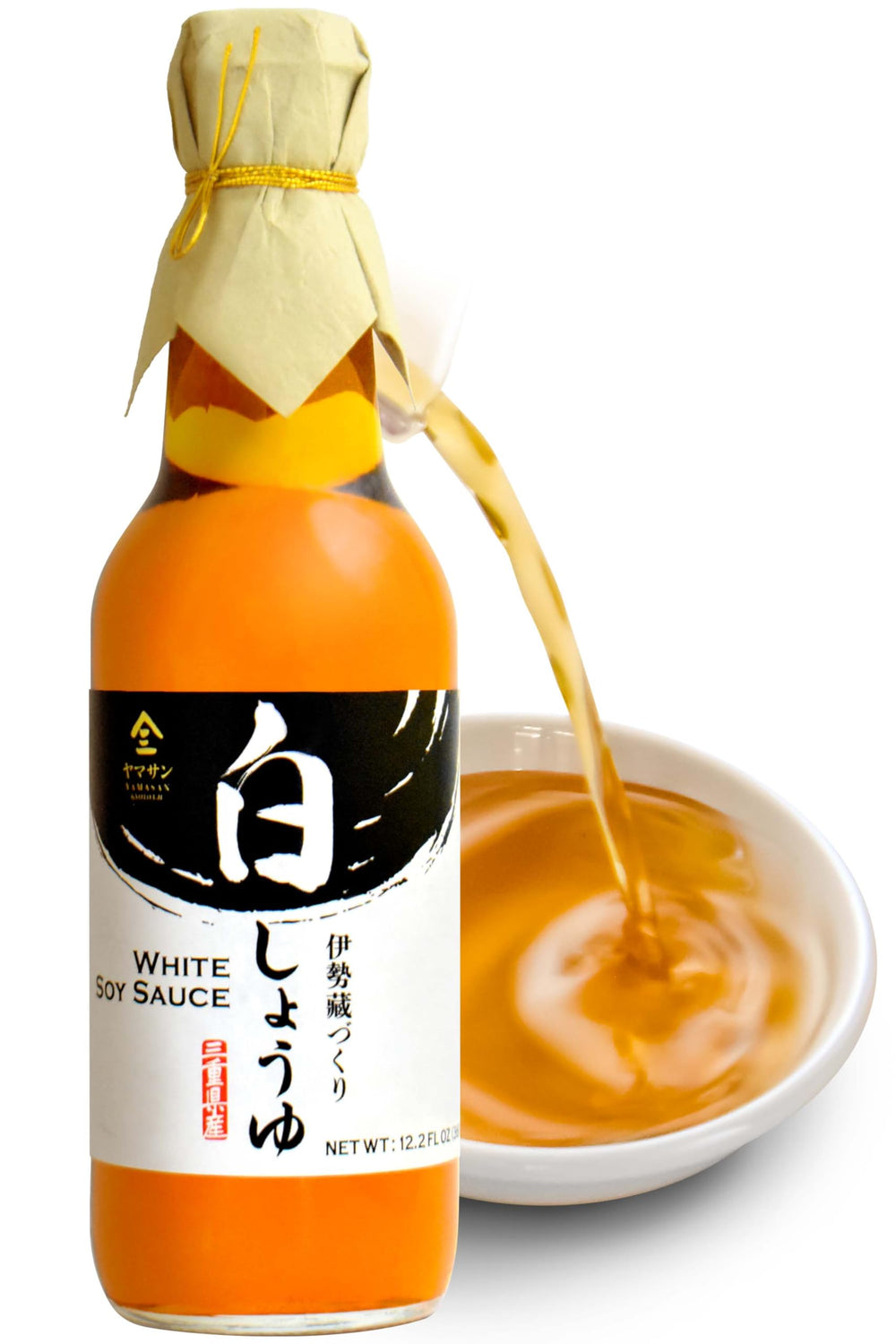 YAMASAN KYOTO UJI shiro shoyu bottle closeup highlighting clarity and delicate flavor.