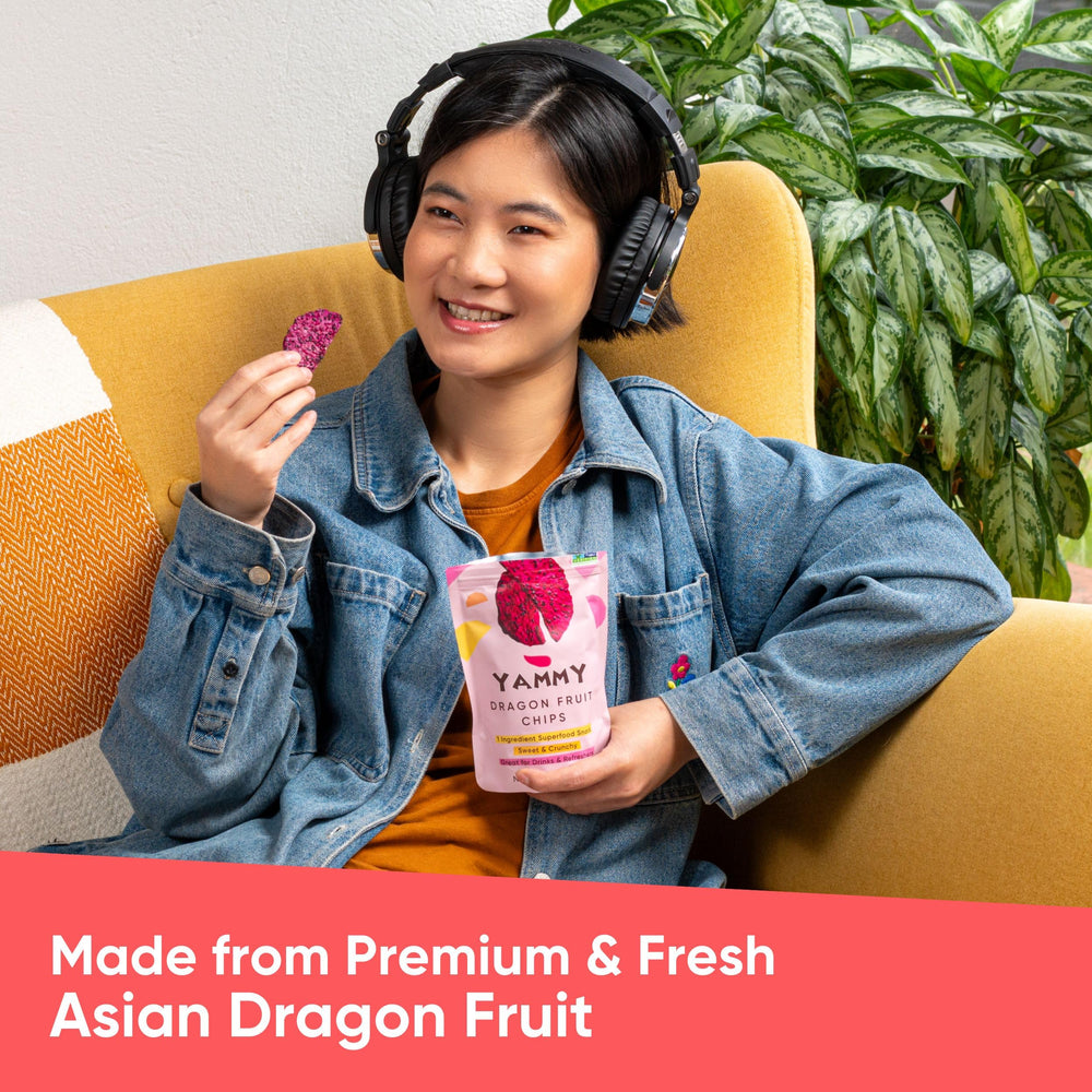 Yammy Dried Dragon Fruit Chips sprinkled into lemonade or tea for a bright accent.