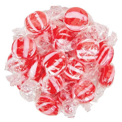 YANKEETRADERS cinnamon hard candy discs with red and white stripes, ideal for candy bowls.